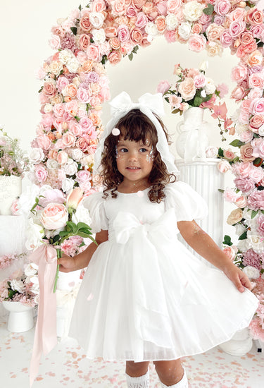 Alette Matte White Organza Flower Girl Dress