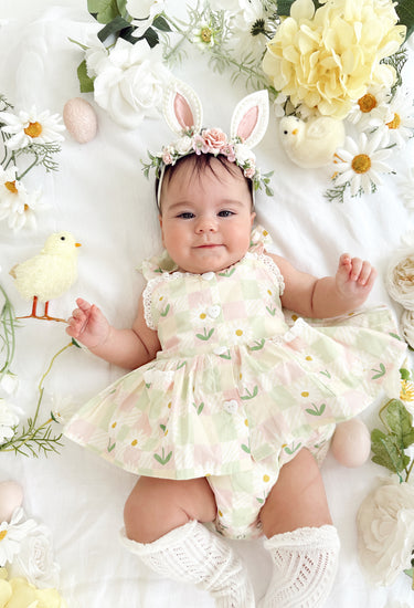 baby girl easter dress Classic Smocked Bunnies Yoke Toddler the color may be slightly different Pink with Easter Bunnies Dress