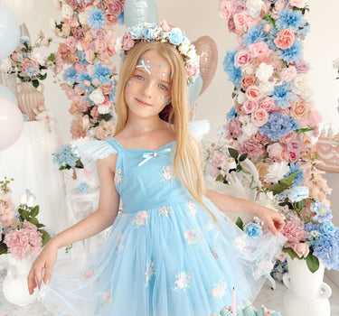 Bluebell Flower Blue Girls Party Dress