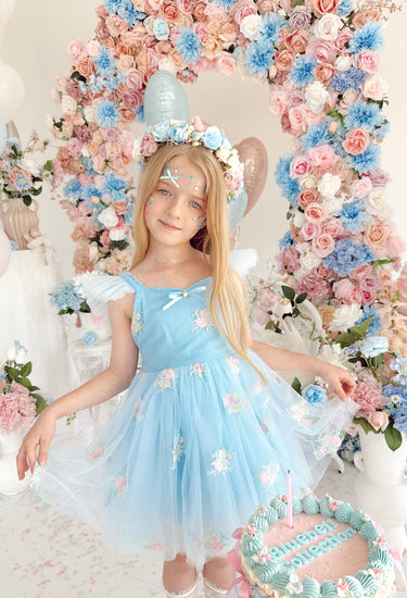 Bluebell Flower Blue Girls Party Dress