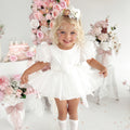 Clementine Matte White Organza Baby Girl Romper