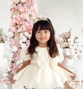 Clementine Matte Cream Organza Baby Girl Romper