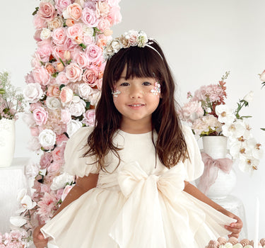 Clementine Matte Cream Organza Baby Girl Romper