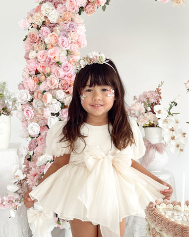 Clementine Matte Cream Organza Baby Girl Romper