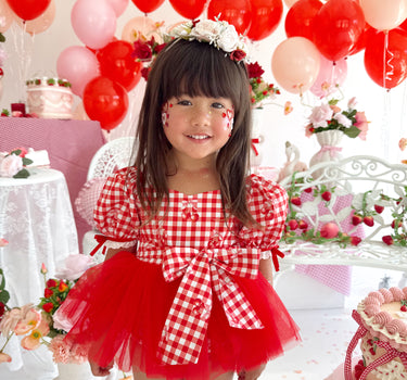 Cherry Lane Red Baby Girl Gingham Romper