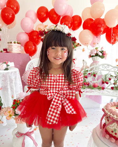 Cherry Lane Red Baby Girl Gingham Romper