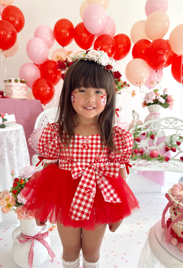 Cherry Lane Red Baby Girl Gingham Romper