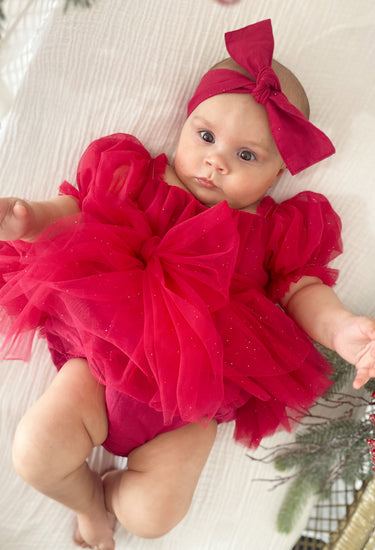 Ruby Red Sparkle Baby Girl Tulle Hair Accessories