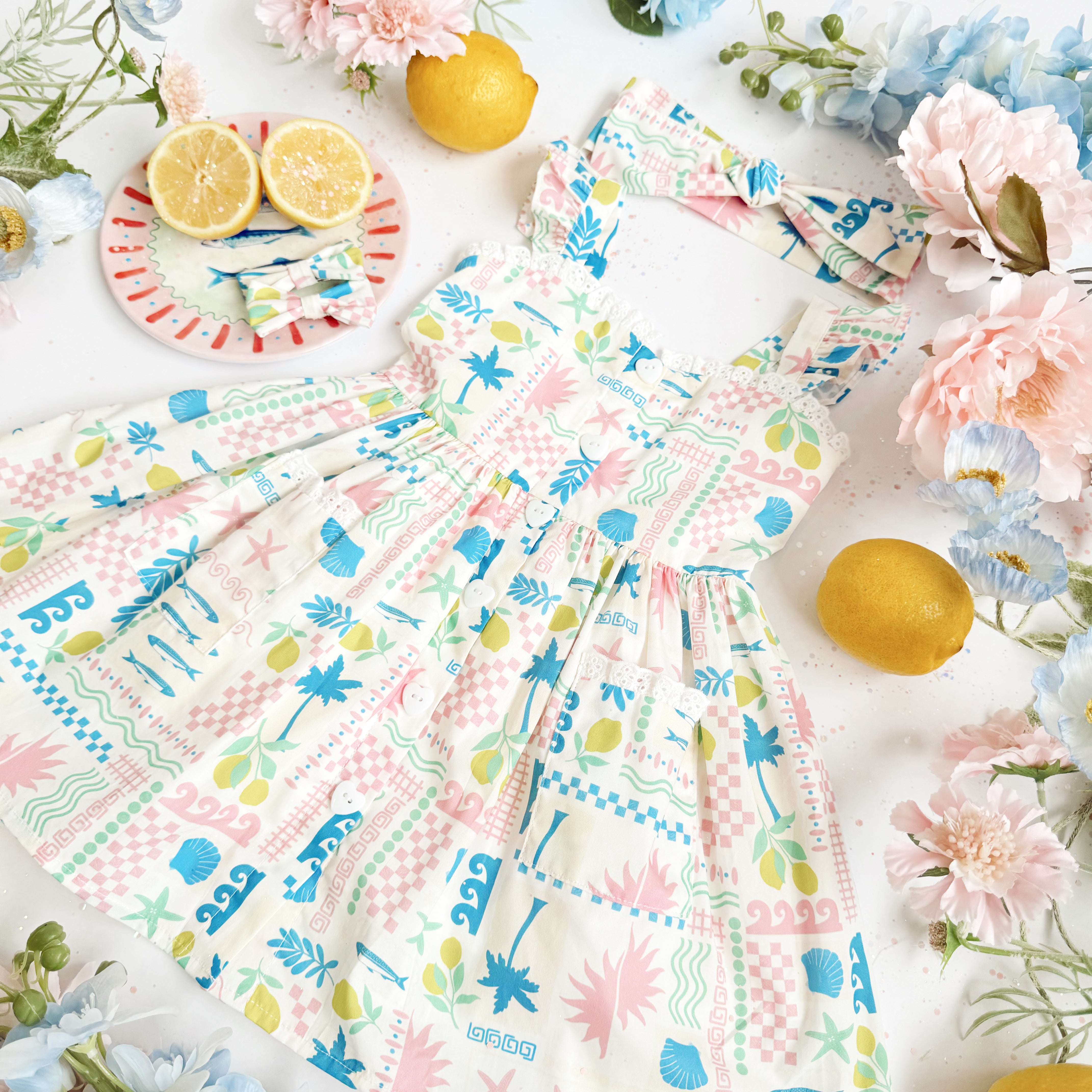 Tropicana Girls Floral White Dress – Sweet Euro Print & Lace Detail