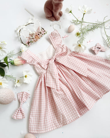 Frankie June Pink Gingham Girls Dress Sweetheart Neckline & Ruffled Straps Arabella & Rose Frankie June Pink Gingham Girls Dress Sweetheart Neckline & Ruffled Straps Arabella & Rose