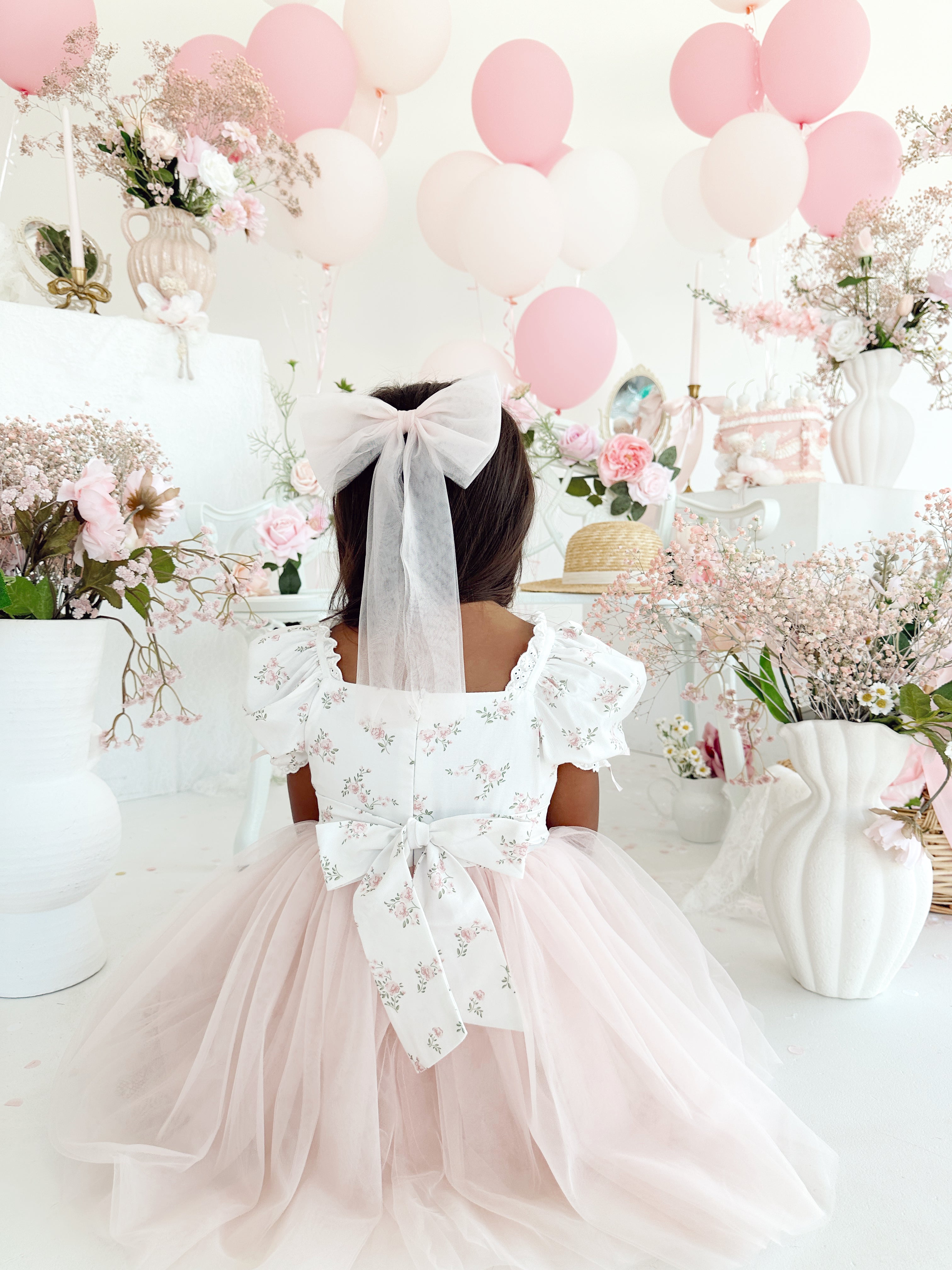 Cosette Perfect Pink Girls Floral Party Dress – Sweetheart Neckline