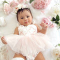 Rosette Bow Baby Girl Romper