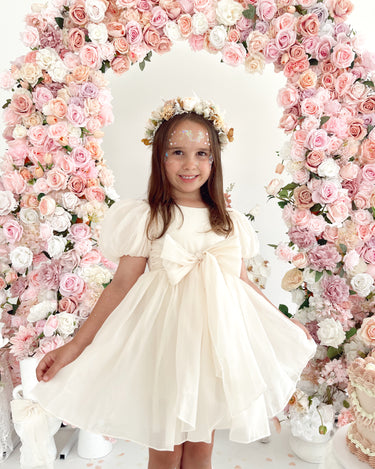 Alette Matte Cream Organza Flower Girl Dress