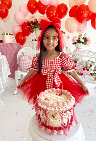 Cherry Red Tulle Girls Hair Bow
