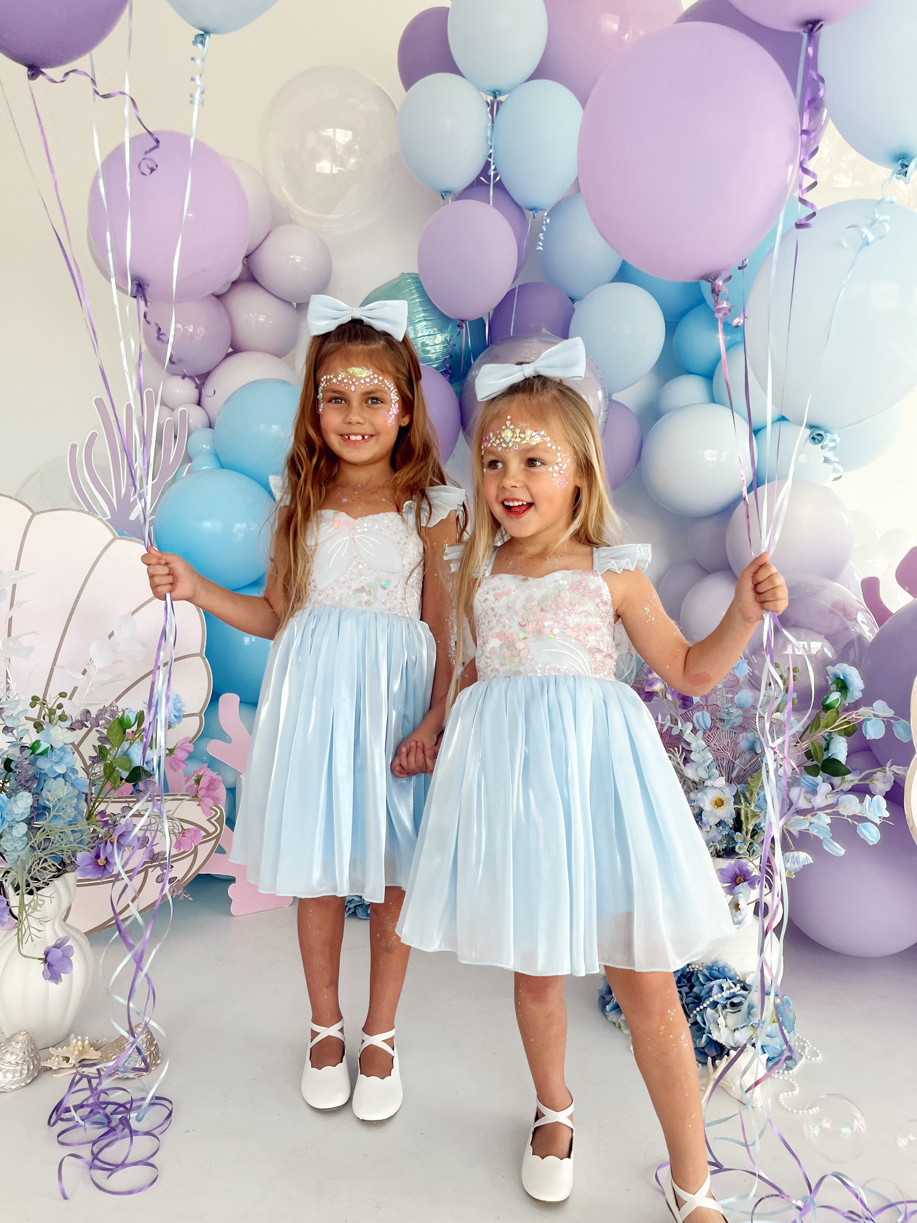 Laguna Ocean Blue Sequin Girls Party Dress