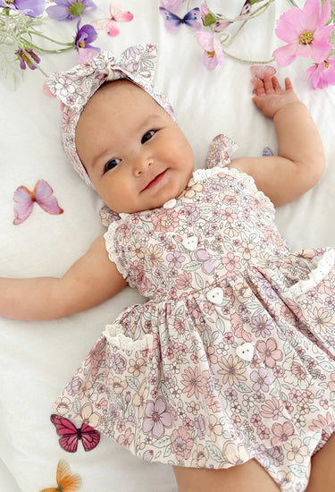 Violet Floral Baby Girl Floral Romper