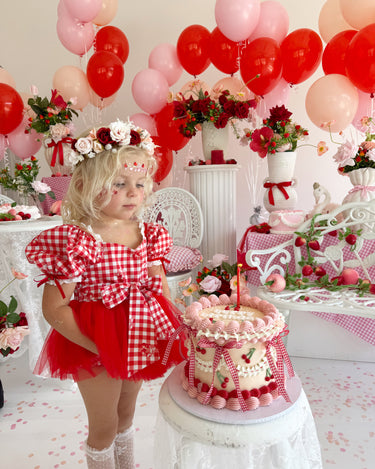 Cherry Lane Red Baby Girl Gingham Romper