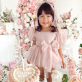 Clementine Matte Blush Rose Pink Organza Baby Girl Romper