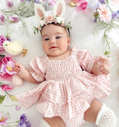 Frankie June Baby Girl Pink Gingham Romper