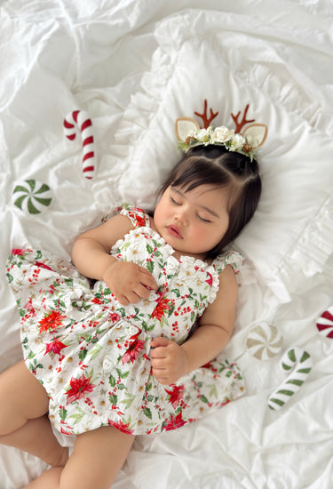 Poinsettia Baby Girl Floral Romper