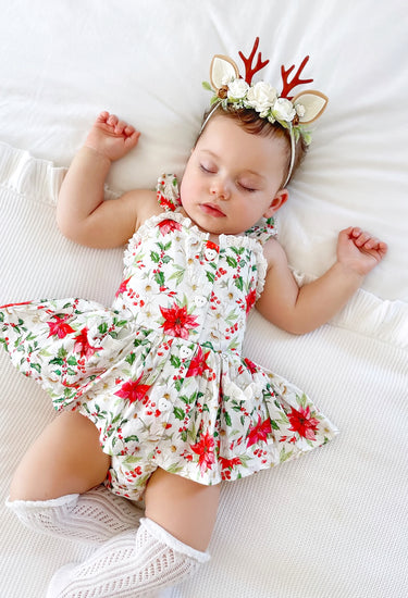 Poinsettia Baby Girl Floral Romper