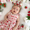 Strawberry Sweetheart Baby Girl Red Floral Romper