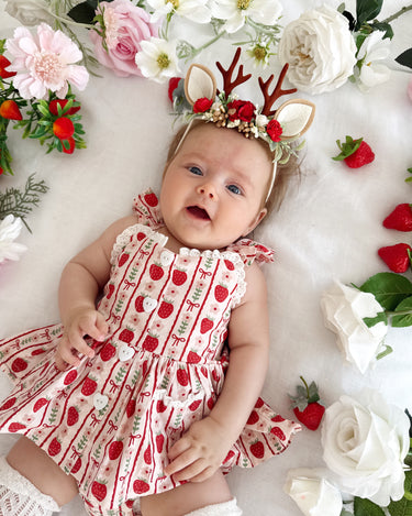 Strawberry Sweetheart Baby Girl Red Floral Romper