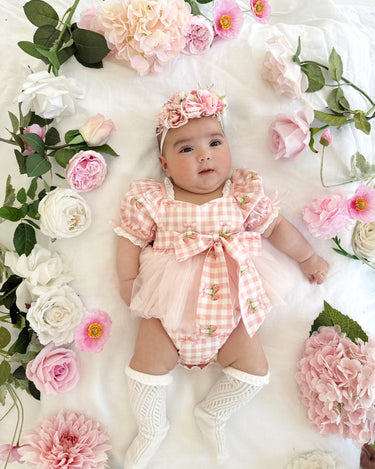 Berry Bliss Pink Baby Girl Gingham Romper