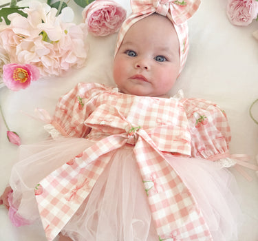 Berry Bliss Pink Baby Girl Gingham Romper