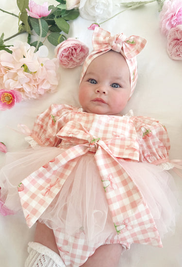 Berry Bliss Pink Baby Girl Gingham Romper