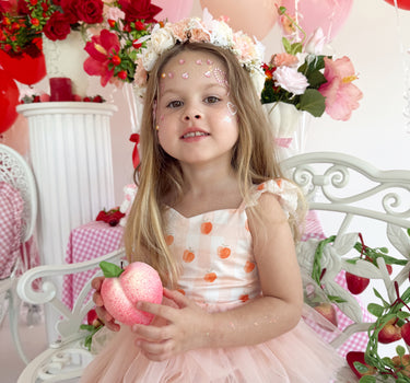 Peach Sorbet Baby Girl Gingham Romper