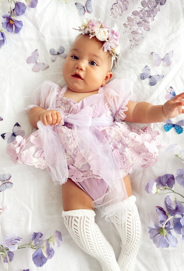 Butterfly Kisses Romper - Lilac Pink Rose