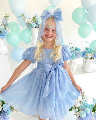 Tabitha Dove Blue Organza Girls Party Dress