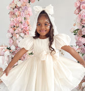 Alette Matte Cream Organza Flower Girl Dress