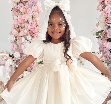 Alette Matte Cream Organza Flower Girl Dress