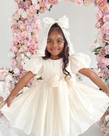 Alette Matte Cream Organza Flower Girl Dress