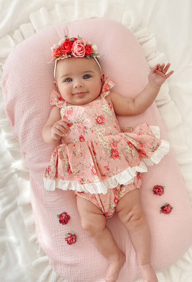 Lila Rosemary Baby Girl Floral Romper