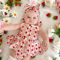 Strawberry Sweetheart Baby Girl Red Floral Romper
