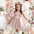 Alette Matte Blush Rose Pink Organza Flower Girl Dress