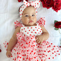 Valentina White Heart Baby Girl Romper