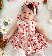 Strawberry Sweetheart Baby Girl Red Floral Romper