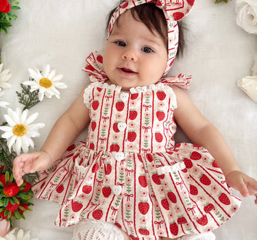 Strawberry Sweetheart Baby Girl Red Floral Romper