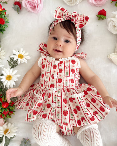 Strawberry Sweetheart Baby Girl Red Floral Romper