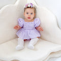 Evie Lou Baby Girl Purple Gingham Romper