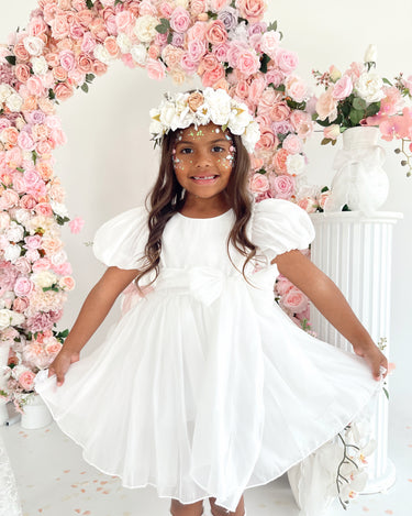 Alette Matte White Organza Flower Girl Dress