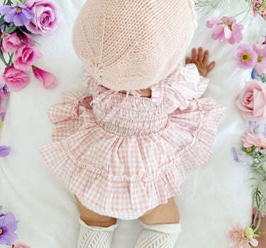 Frankie June Baby Girl Pink Gingham Romper