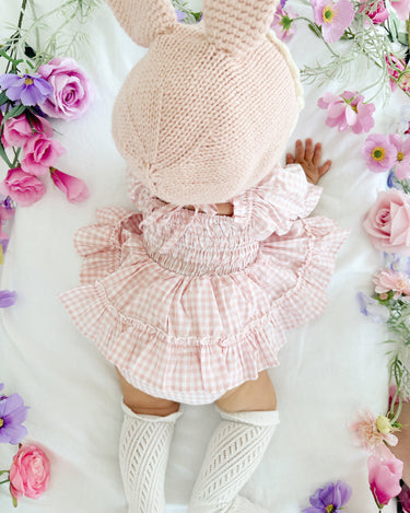 Frankie June Baby Girl Pink Gingham Romper