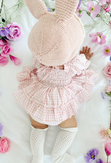 Frankie June Baby Girl Pink Gingham Romper