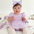 Evie Lou Baby Girl Purple Gingham Romper