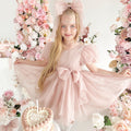 Alette Matte Blush Rose Pink Organza Flower Girl Dress